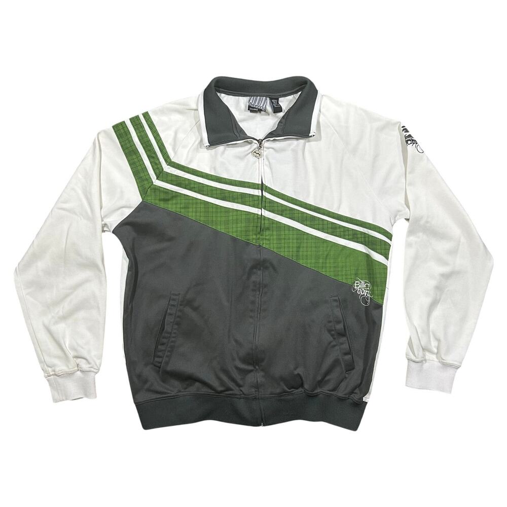 Vintage Y2K Billabong Track Jacket Men’s 2XL Skate Surf Full Zip White Green